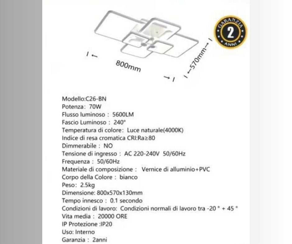 Lampada da soffitto 70w 4000k  C26-BN