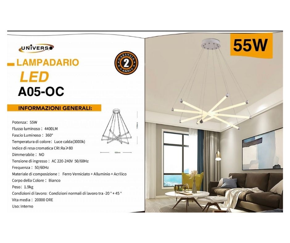 LAMPADA DA SOFFITTO 55W 3000K